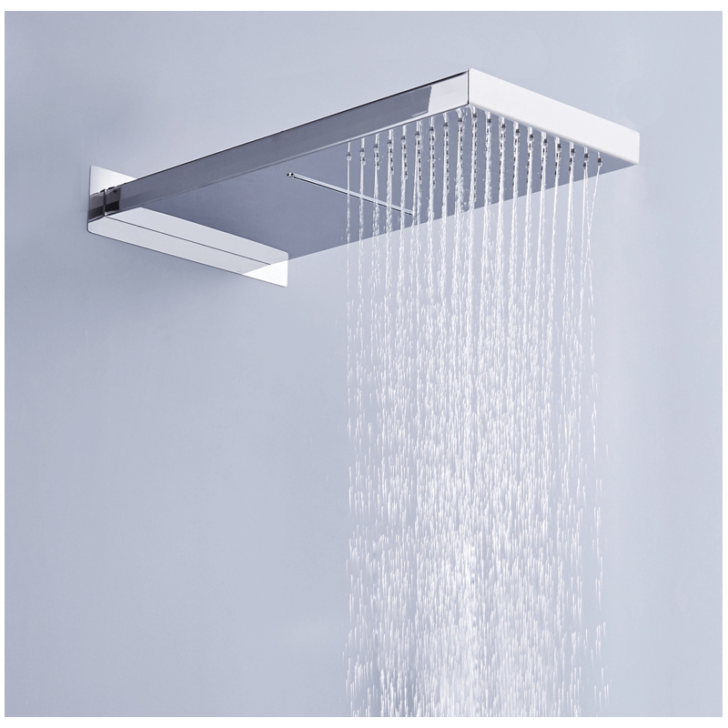 Conjunto de ducha empotrada cascada y lluvia termostatica serie Rodas