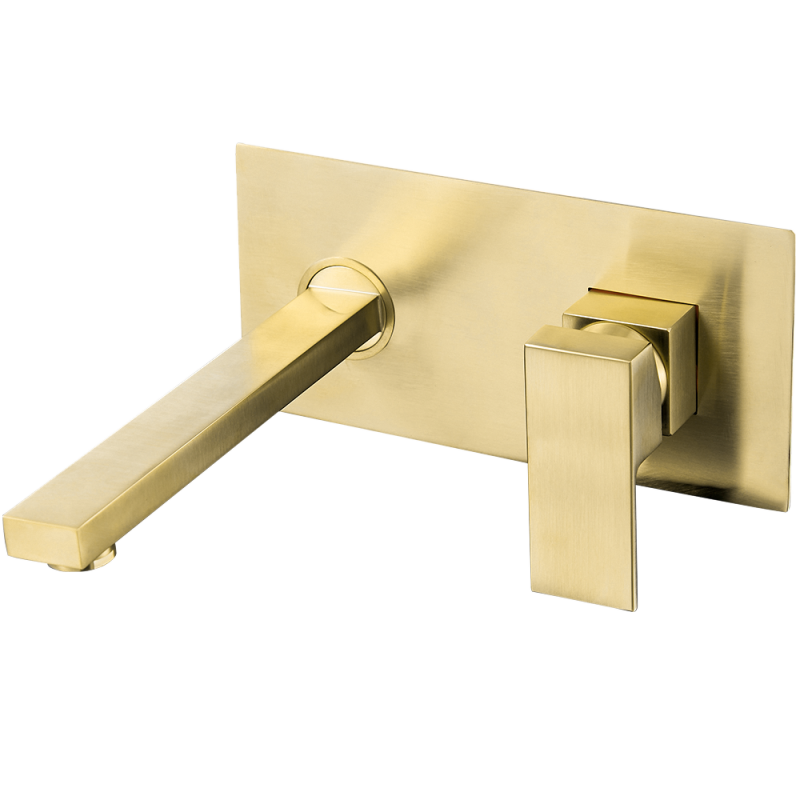 Comprar Grifo lavabo empotrado cuadrado dorado cepillado online