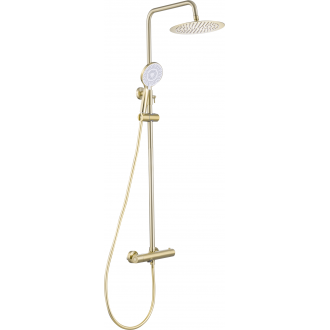 Columna de ducha/bañera dorado cepillado termostática redonda