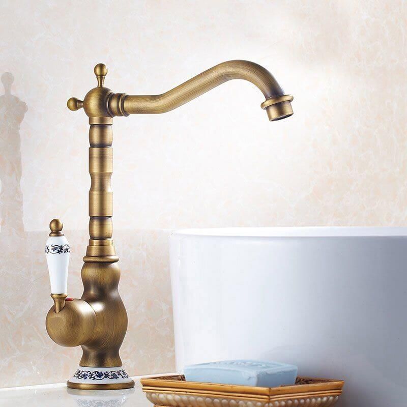 Comprar Grifo de lavabo alto retro dorado envejecido diseño vintage online