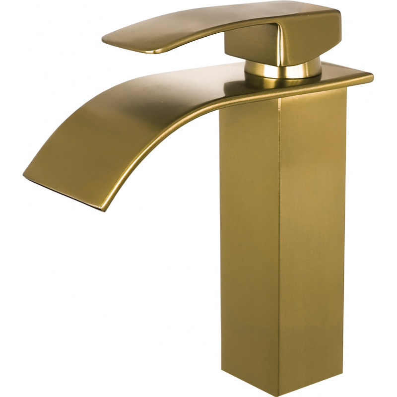 Comprar Grifo de lavabo oro mate de cascada dorado cepillado online